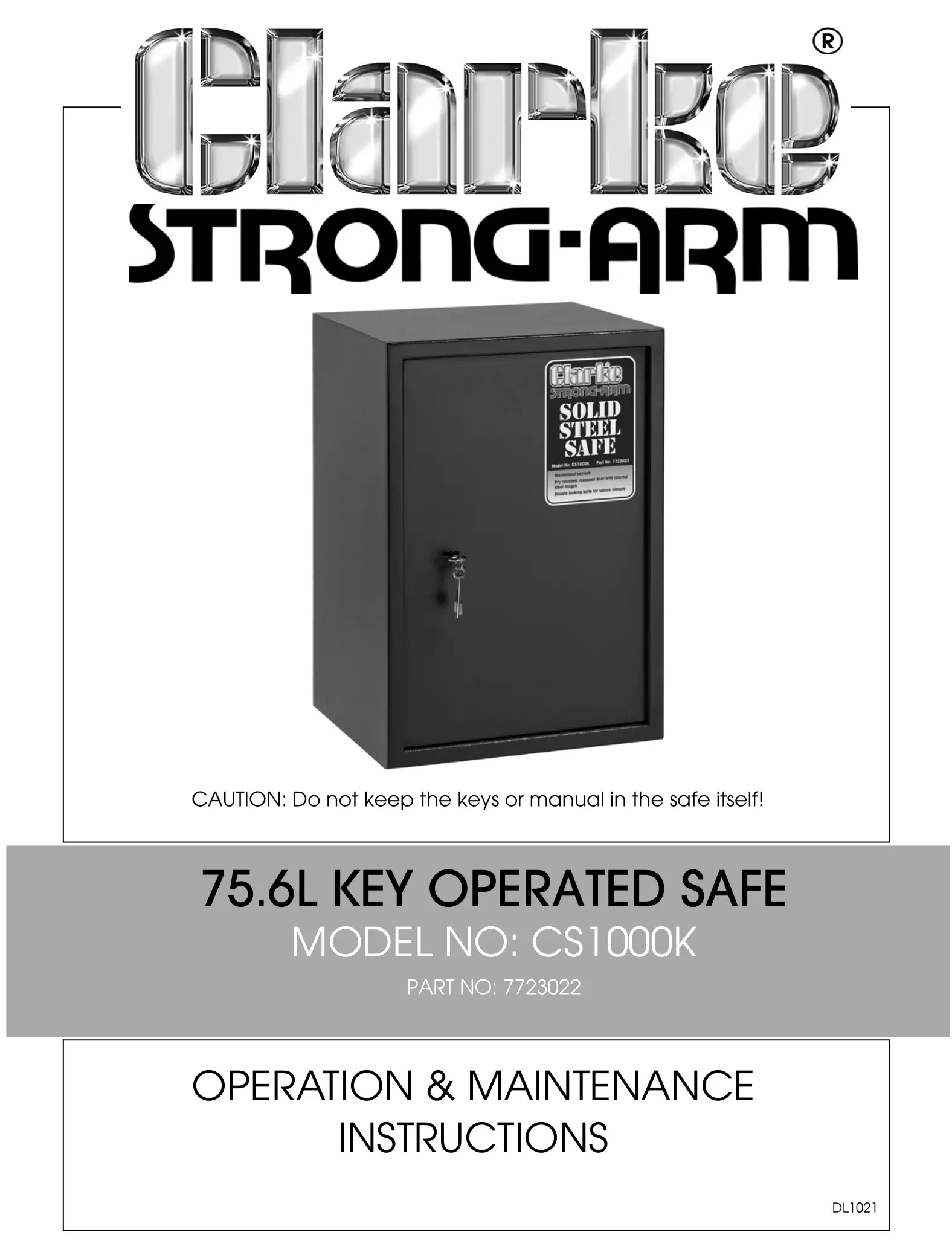 Clarke CS1000K 75.6 L Key Operated Safe Instruction Manual