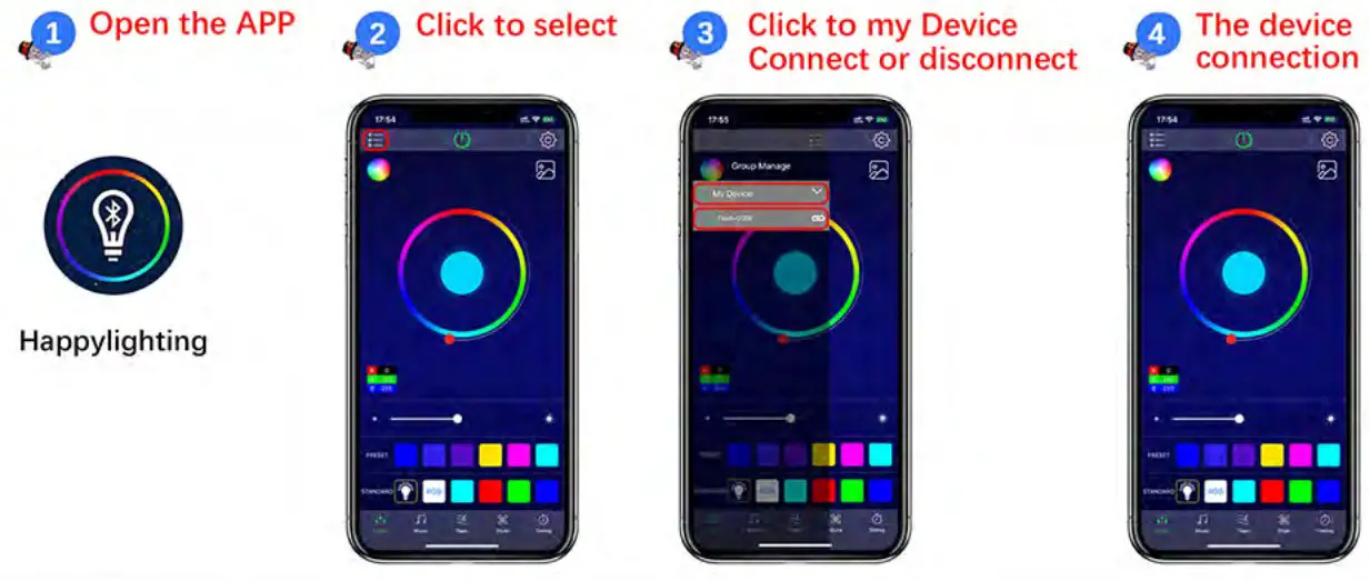 Cozylady 5M 100M Smart LED Strip Lights - Instruction for Bluetooth Connection 3