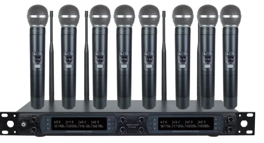 PHENYX PRO PTU-6000 Selectable Frequency UHF Eight-Channel--Wireless-Microphone-System-PRODUCT