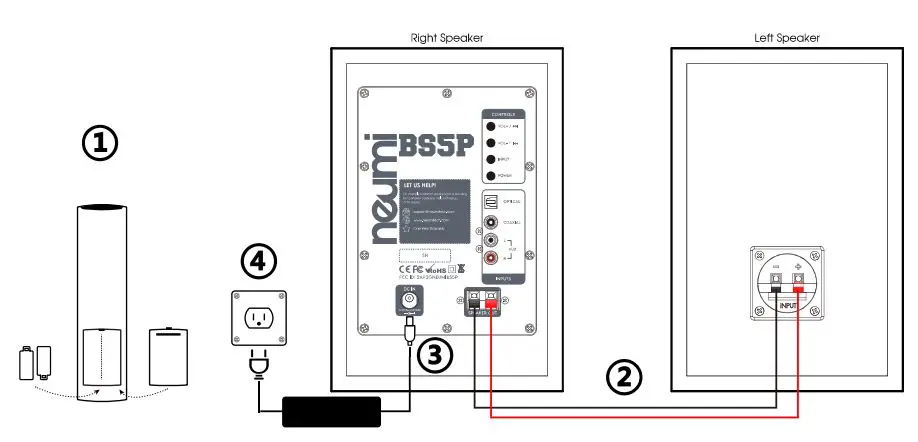 neumi BS5P Powered Bookshelf Speakers User Manual - Initial Setup