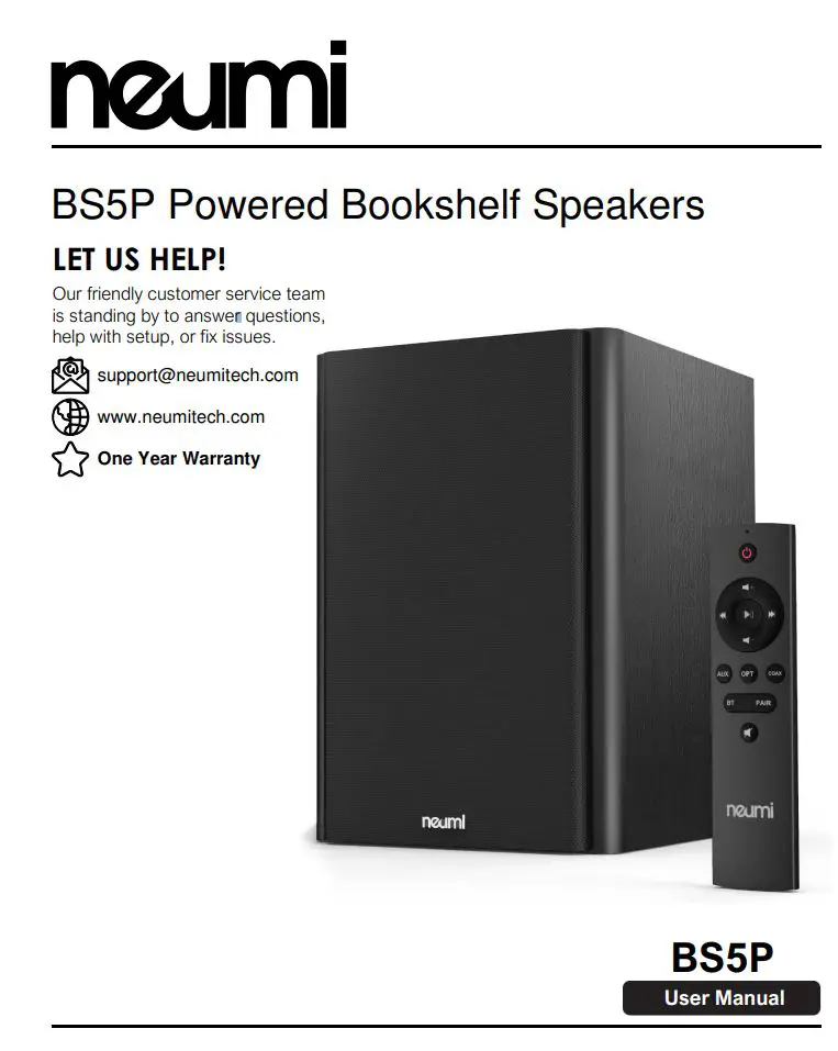 neumi BS5P Powered Bookshelf Speakers User Manual