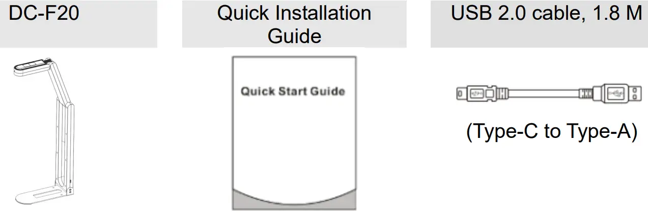Lumens DC F20 Document Camera - Package Contents