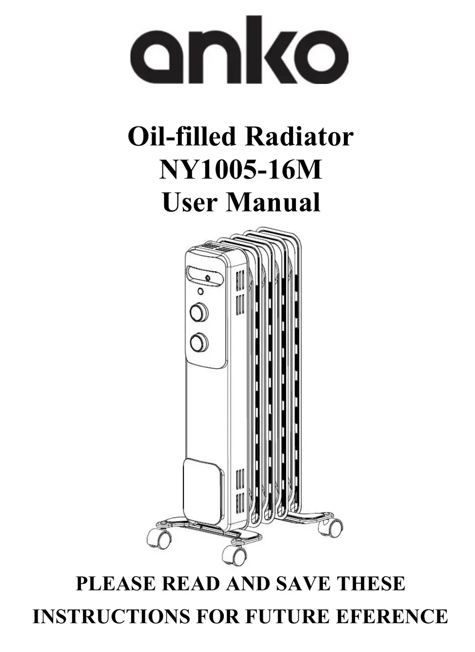 anko Oil-filled Radiator User Manual