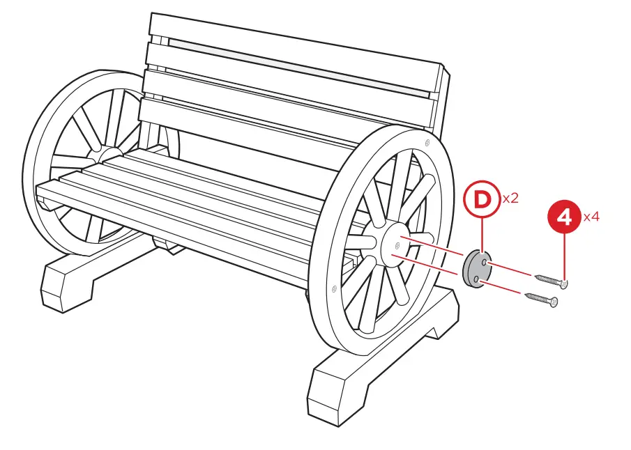 bcp SKY2364 Wooden Wagon Wheel Bench-6