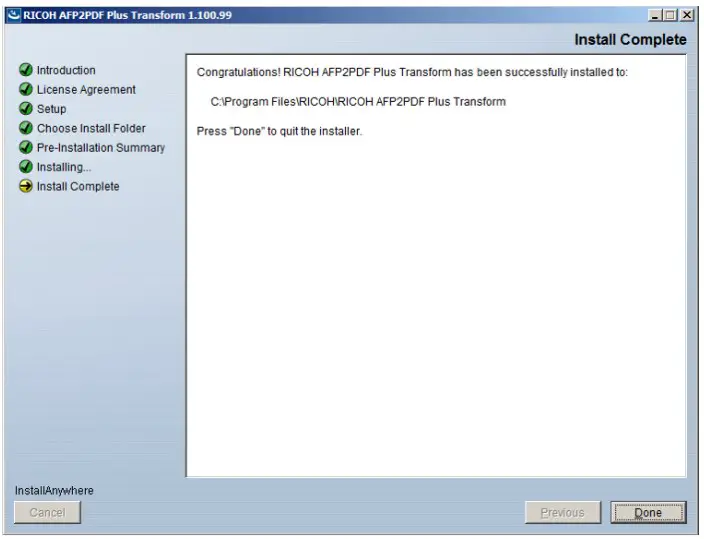 Using the AFP2PDF Plus Transform
