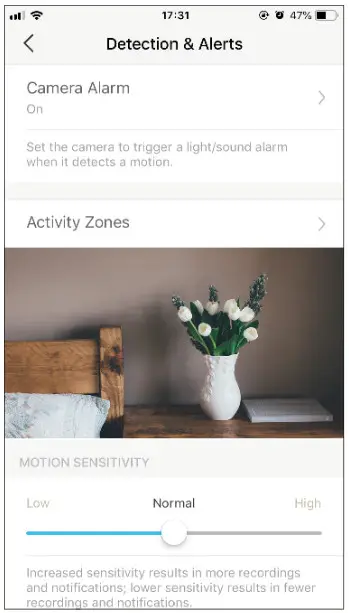 tp-link Home Security Wi-Fi Camera -Motion Sensitivity