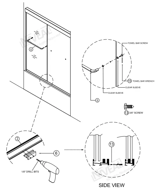 NIVEAL LU97-6060MB H Sliding Semi Frameless Tub Door in Matte-10