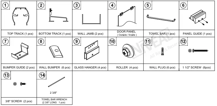 NIVEAL LU97-6060MB H Sliding Semi Frameless Tub Door in Matte-2