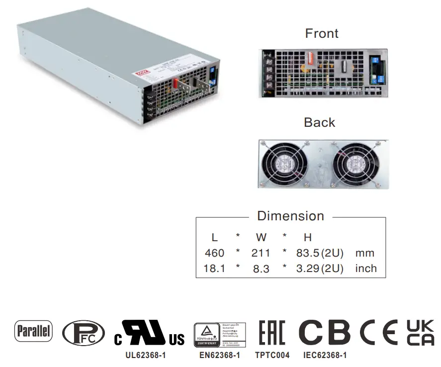 MEAN WELL SHP 10K Series 10KW 3W High Efficiency Digital Power Supply