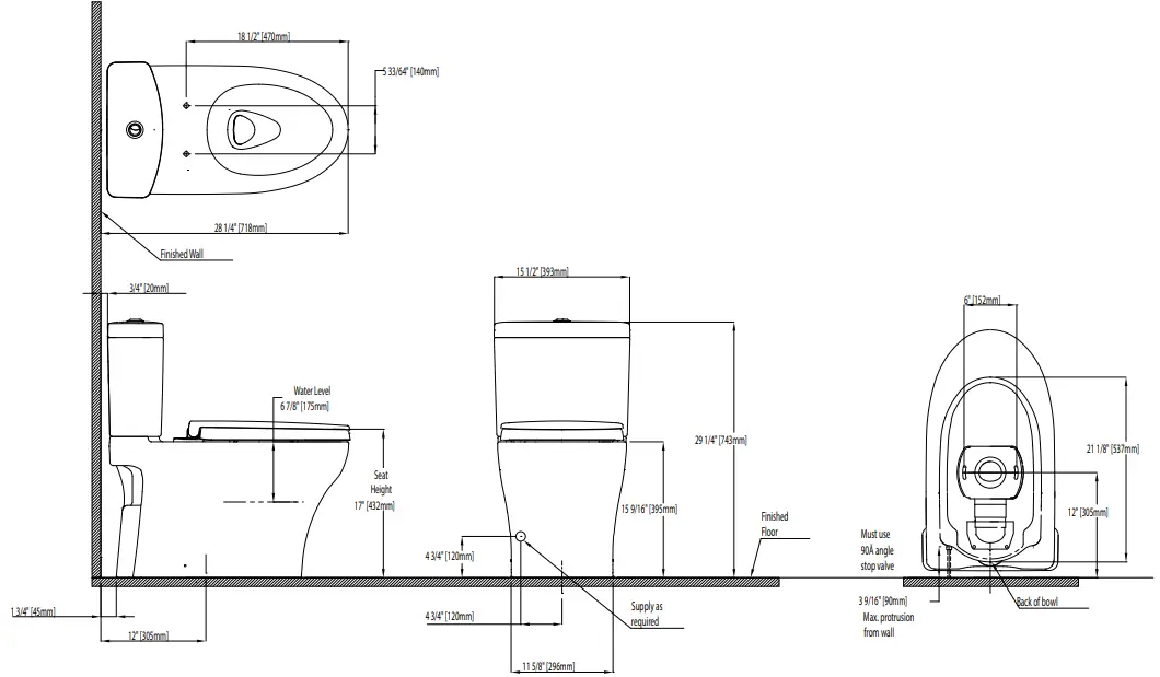 TOTO CST446CUMG Aquia IV 1G Close Coupled Toilet 1.0 and 0.8 GPF-fig3