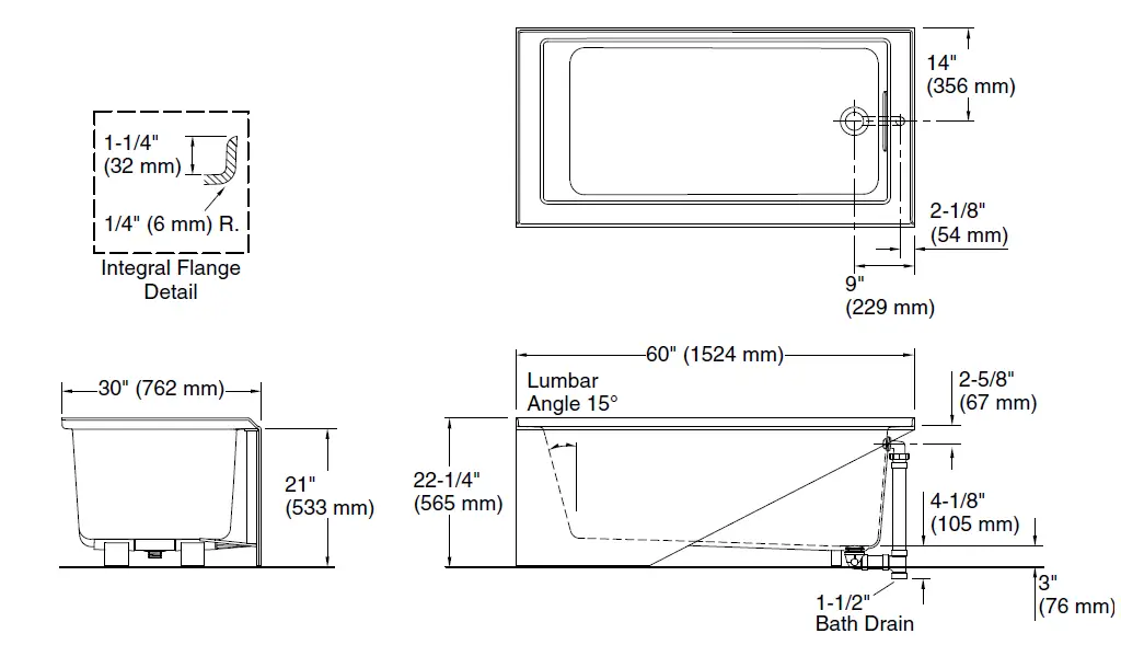 KOHLER-K-1956-RA-Underscore-60-Feet-x-30-Inch-Alcove-Bath-FIG-2