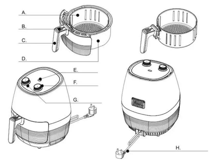 HEINNER HAF-1250BK Hot Air Fryer - Figure 1