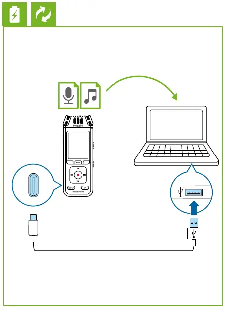 PHILIPS DVT4110 Voice Tracer charging
