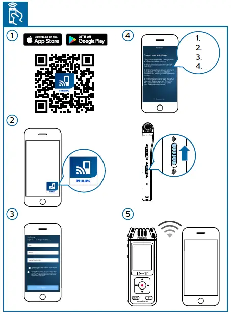 PHILIPS DVT4110 Voice Tracer how to connect