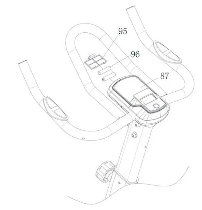 kogan FSMFWSPNBKA Magnetic Flywheel Spin Bike User Guide - Remove the Battery Cover (95) from the Display (87) and then place x2 Batteries