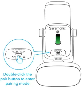 Saramonic SR MV2000W Wired Wireless Dual Function Microphone - Pairing