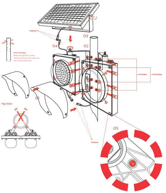 SOLTECH BEACON Solar Powered LED Traffic Sign Light- Installation 2