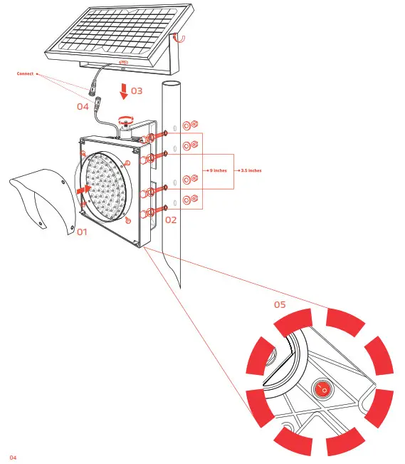 SOLTECH BEACON Solar Powered LED Traffic Sign Light- Installation