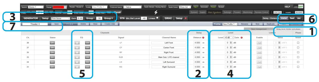 STORM AUDIO ISP ELITE MK3 Immersive Sound Preamp Processor User Guide - Adjust Levels and Delay