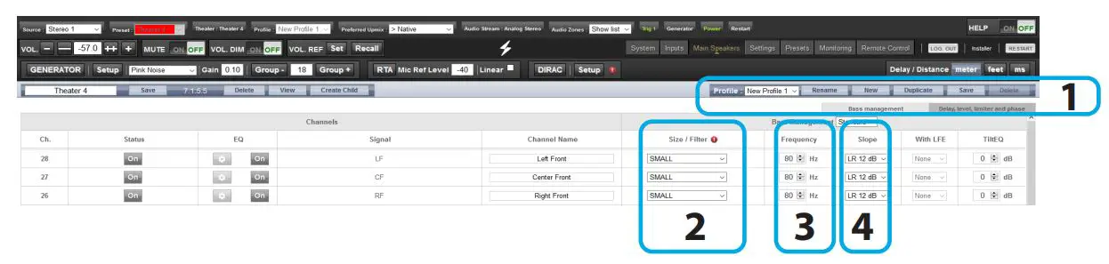 STORM AUDIO ISP ELITE MK3 Immersive Sound Preamp Processor User Guide - Adjust the Bass Management