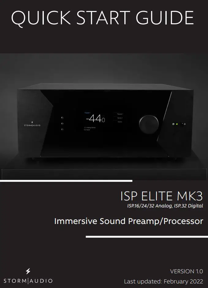 STORM AUDIO ISP ELITE MK3 Immersive Sound Preamp Processor User Guide