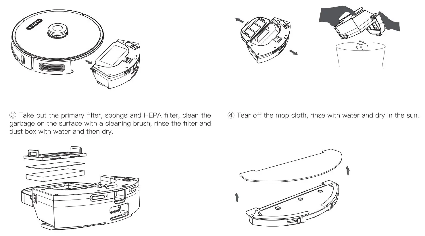 Proscenic M8 Pro LDS 8.0 Laser Navigation Smart Robot Vacuum Cleaner Instruction Manual - Routine maintenance