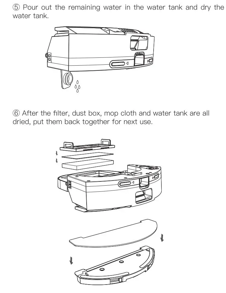 Proscenic M8 Pro LDS 8.0 Laser Navigation Smart Robot Vacuum Cleaner Instruction Manual - Routine maintenance