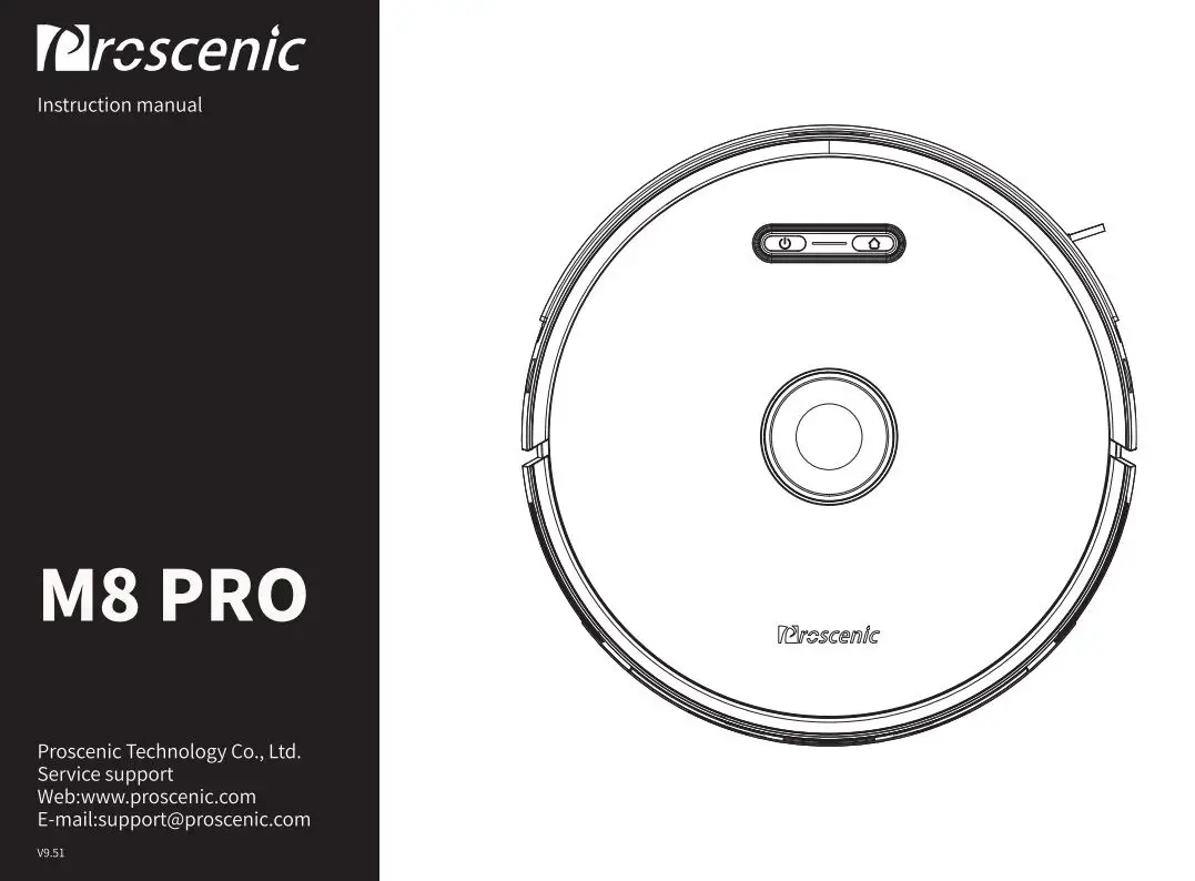 Proscenic M8 Pro LDS 8.0 Laser Navigation Smart Robot Vacuum Cleaner Instruction Manual