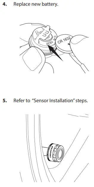 BLAUPUNKT TPMS HN1.0 Honda Plug and Play Instruction Manual - EXTERNAL SENSOR BATTERY REPLACEMENT
