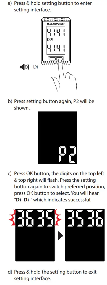 BLAUPUNKT TPMS HN1.0 Honda Plug and Play Instruction Manual - SETTING