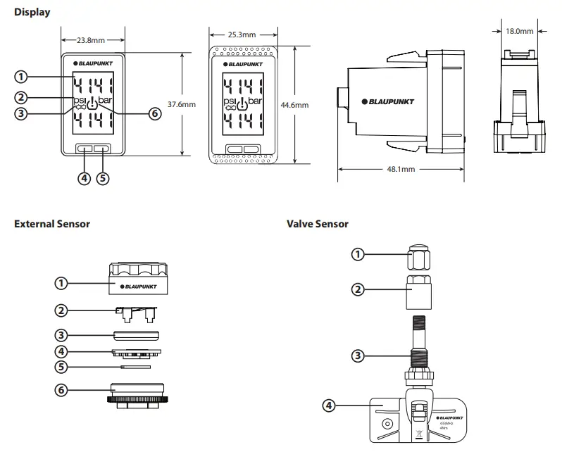BLAUPUNKT TPMS HN1.0 Honda Plug and Play Instruction Manual - STRUCTURE & FUNCTIONS