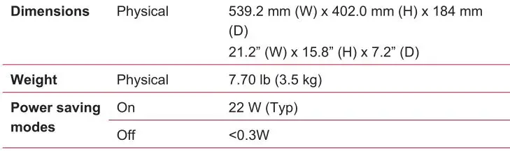 ViewSonic IPS Monitor Display - Specifications 2
