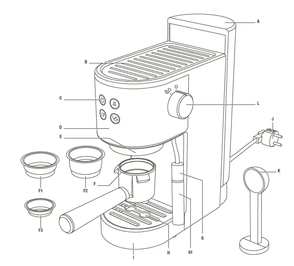 KRUPS XP442 Coffee Machine -FIG-1