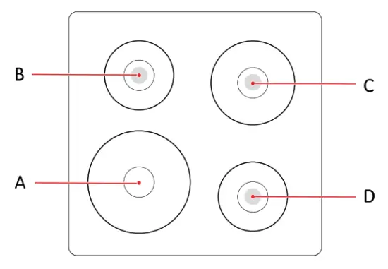 ELVITA CGS3723V Electric Cooker - Hob overview