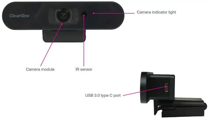 ClearOne Aura UNITE 50 4K AF Camera - Main Parts of Camera