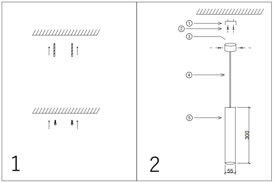 OPTONICA 9058 Hanging Fixture GU10 MR16 Fitting Black And White Body - fig3