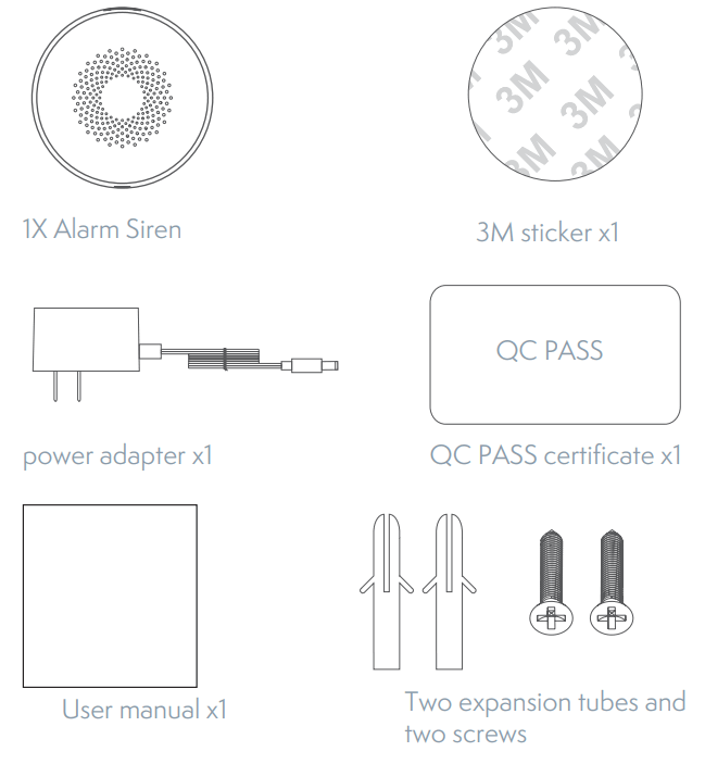 TESLA TE0045 Smart Sensor Siren - Packing List