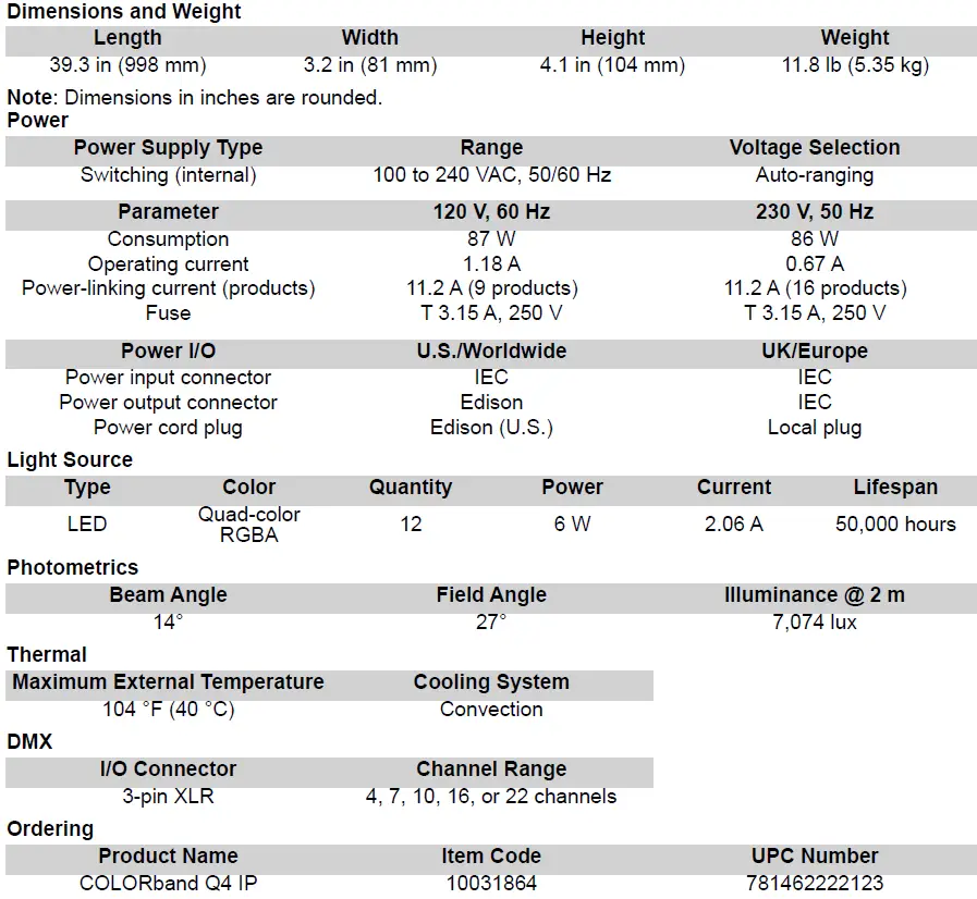 CHAUVET DJ COLORband Q4 IP RGBA LED Bar 10