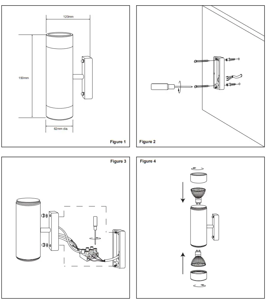 ROBUS R235-13 Stainless Steel Outdoor GU GZ10 Wall Light - Figure 1