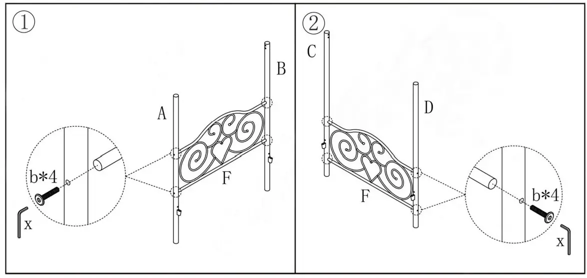 GODEER 748E Metal Frame Twin Size Canopy Bed - Part list 2