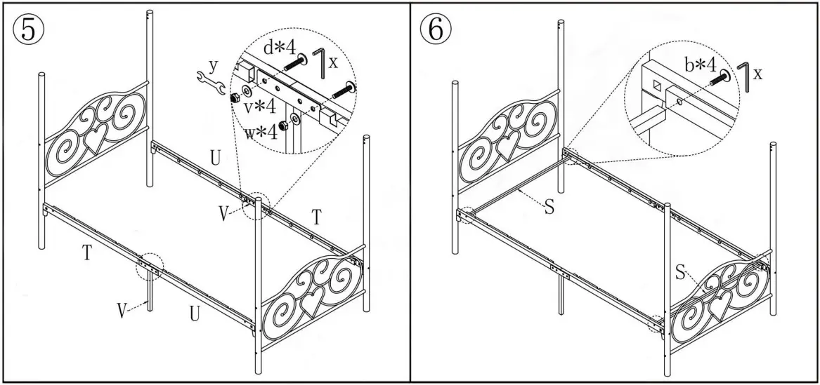 GODEER 748E Metal Frame Twin Size Canopy Bed - Part list 4