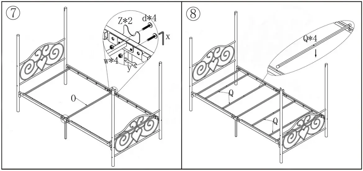 GODEER 748E Metal Frame Twin Size Canopy Bed - Part list 5