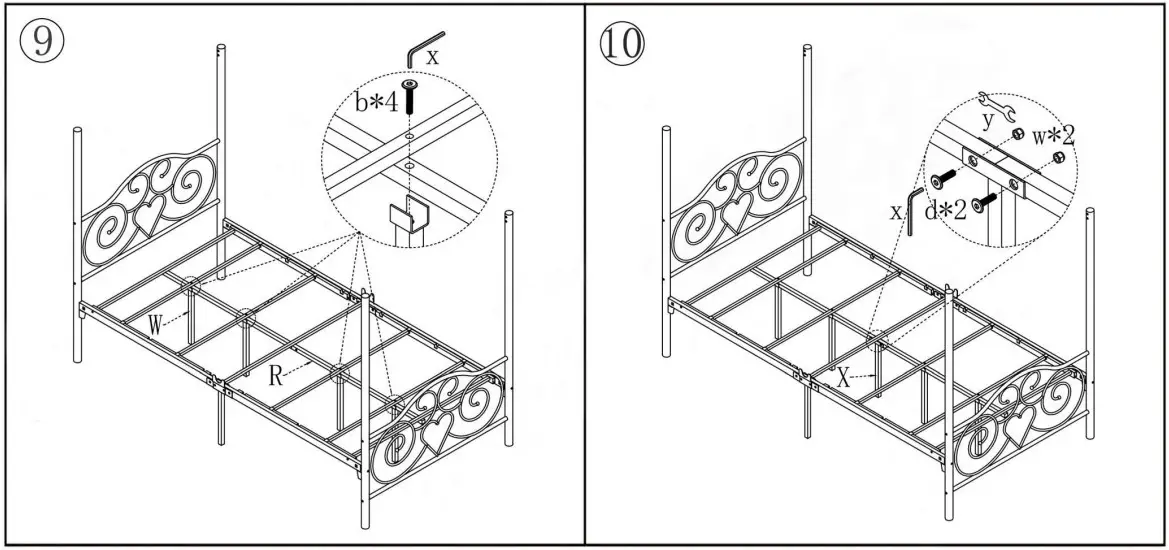 GODEER 748E Metal Frame Twin Size Canopy Bed - Part list 6