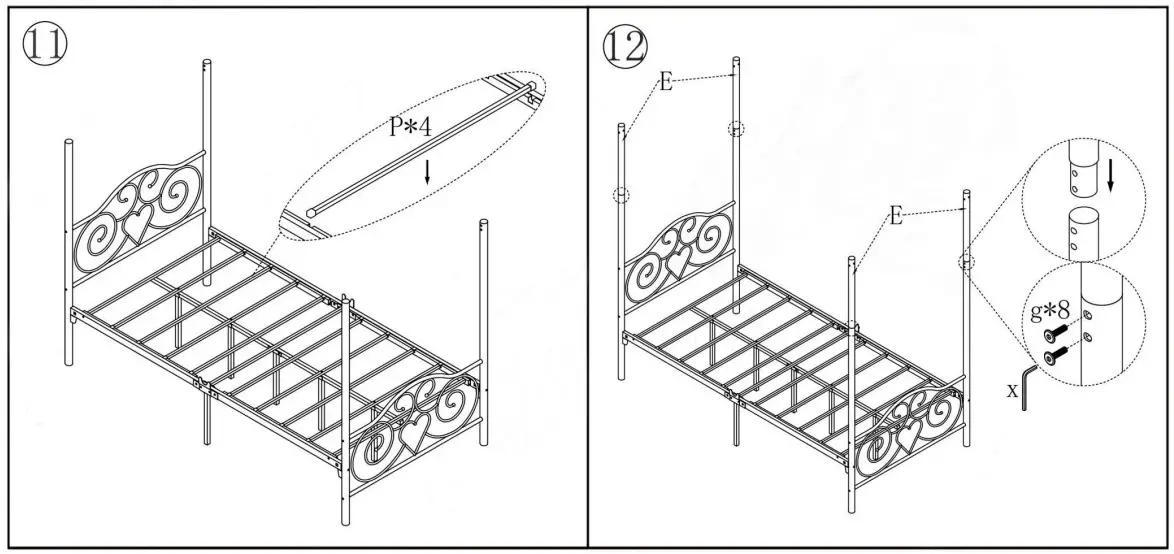 GODEER 748E Metal Frame Twin Size Canopy Bed - Part list 7