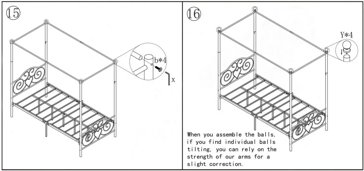 GODEER 748E Metal Frame Twin Size Canopy Bed - Part list 9