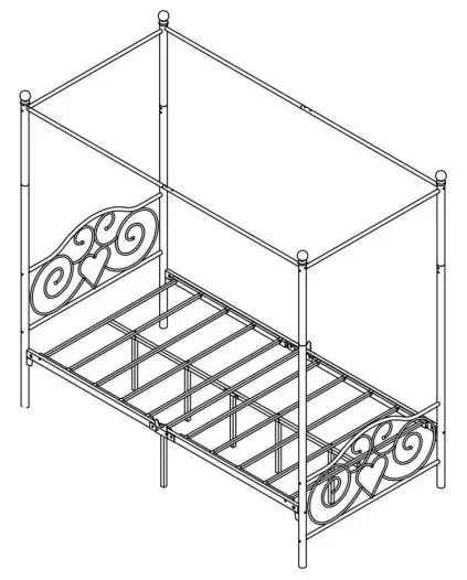 GODEER 748E Metal Frame Twin Size Canopy Bed