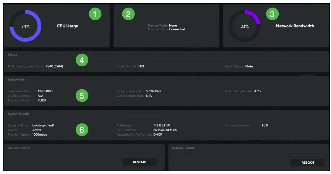 PLAY 4K NDI Player Web Configuration Panel