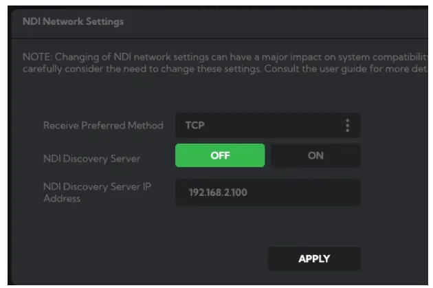 PLAY 4K NDI Player Web Configuration Panel