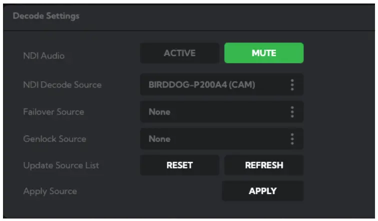 PLAY 4K NDI Player Web Configuration Panel