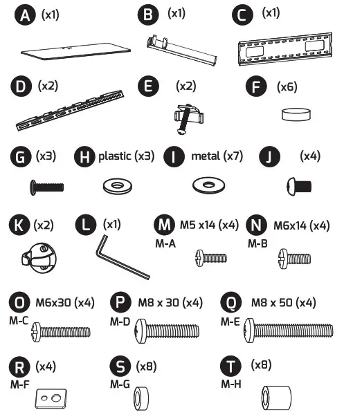 THOR 28012T Universal Swivel Tabletop TV Stand - componets